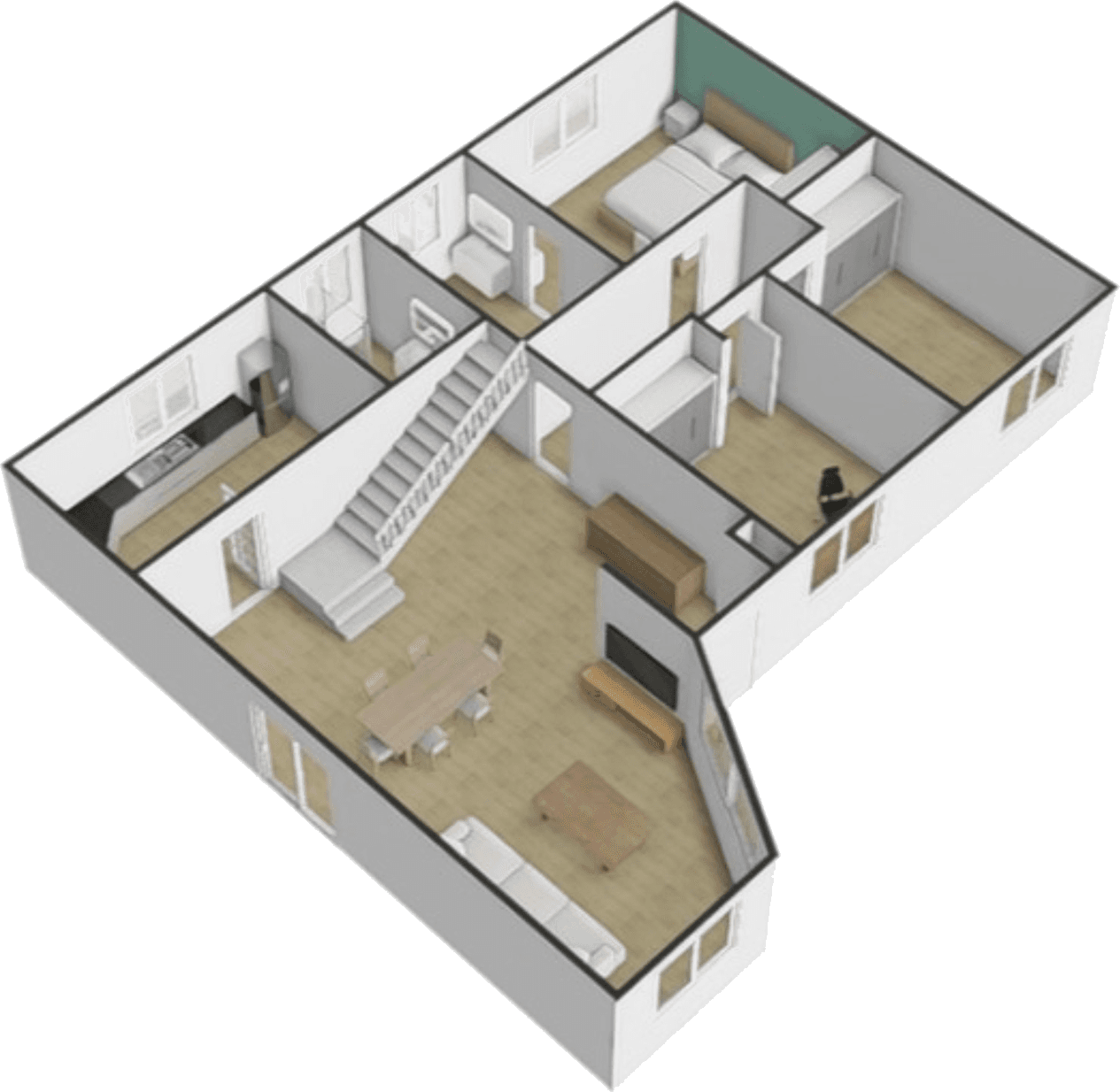 Plano 3D de una casa con la que trabajamos.