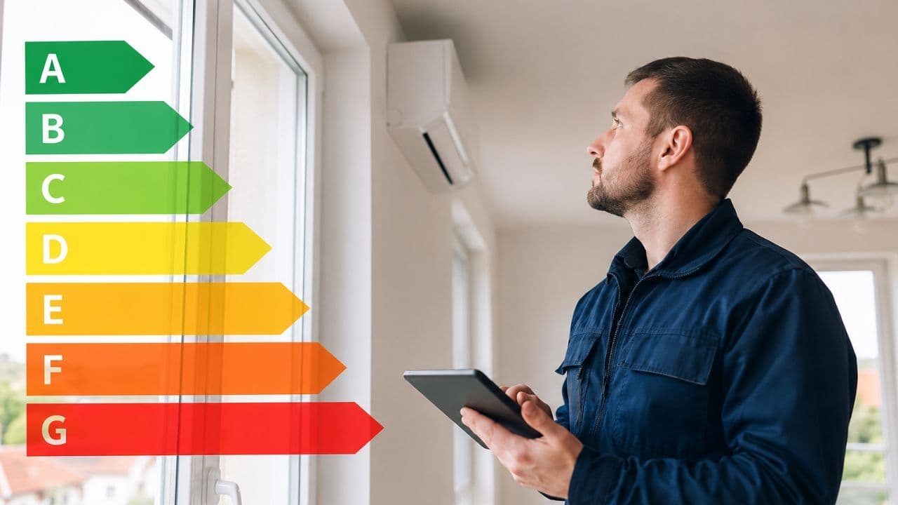 Técnico realizando la certificación energética de una vivienda en Catalunya